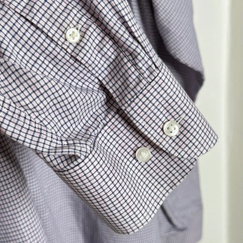 1901 Gingham Button Down Shirt Men 17 1/2 34-35 Blue White Cotton Preppy College